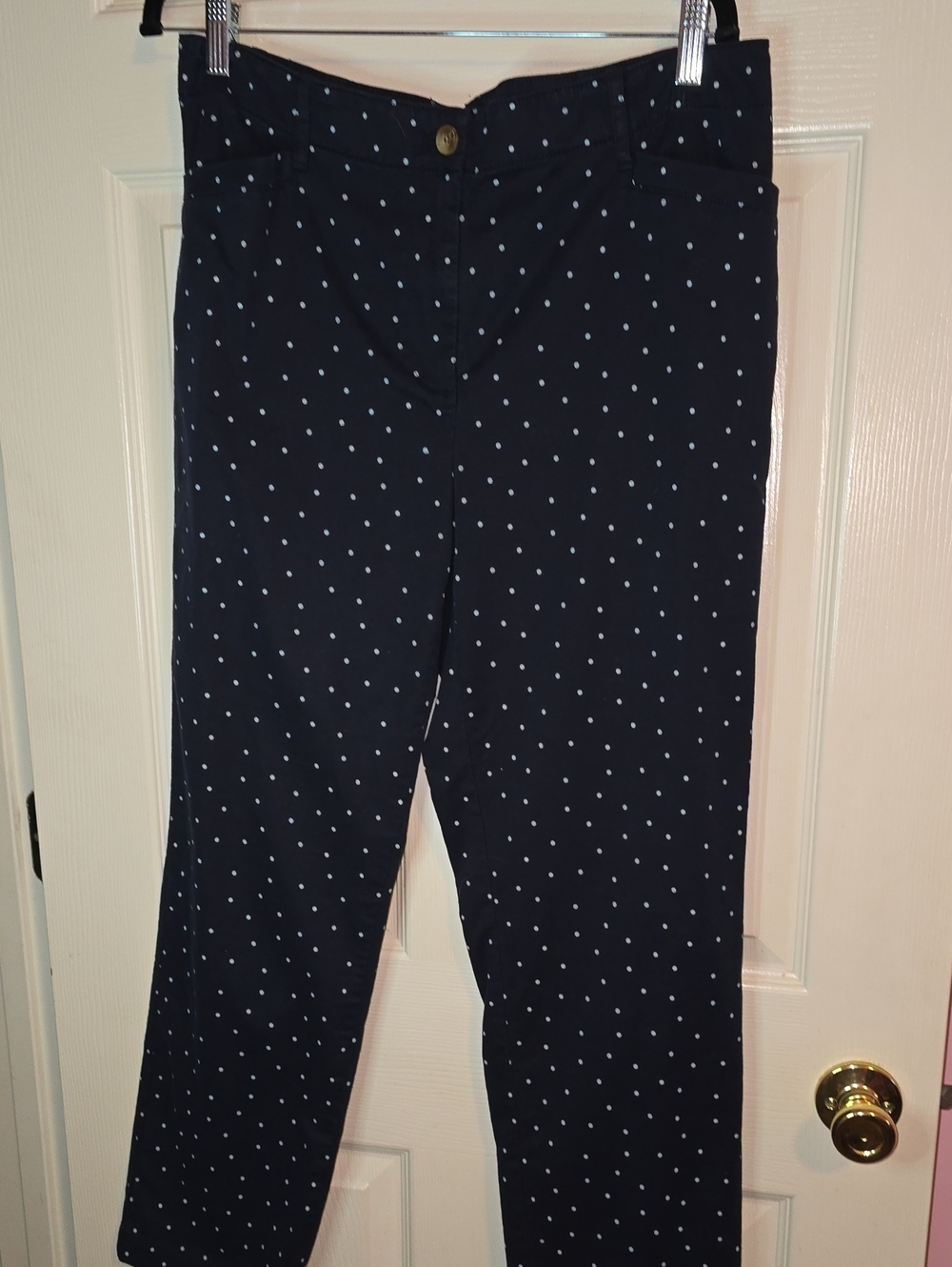 J. Jill Navy Pants with Light Mint Polka Dots